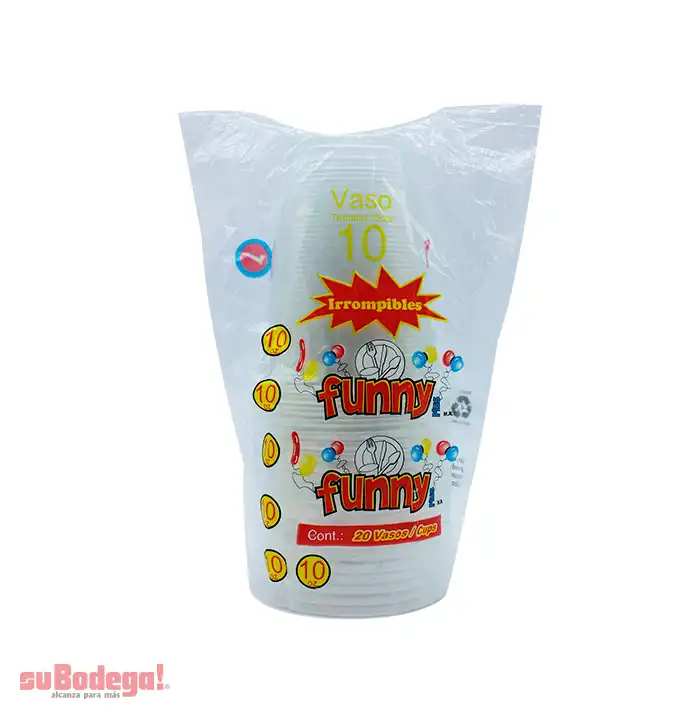 Vaso Plástico Funny Plus Número 10 20 pz.