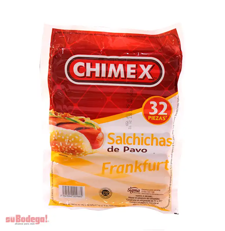 Salchicha de Pavo Chimex Frankfurt 1 kg.