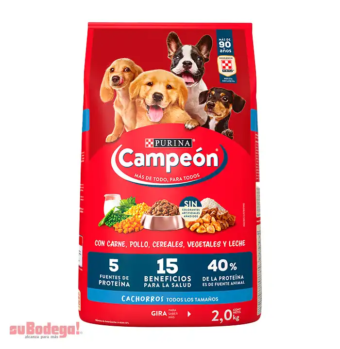 Campeón Alimento seco Perros cachorro todos los tamaños, carne y pollo, bulto 2 Kg