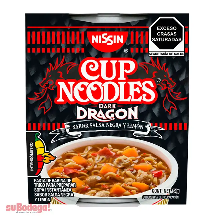 Sopa Nissin Dark Dragón Salsa Negra y Limón 64 gr.
