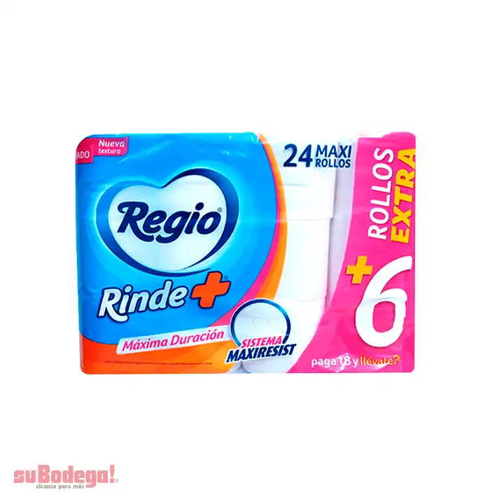 Papel Higienico Regio Rinde Más 280 H.D. 18 Rollos + 6
