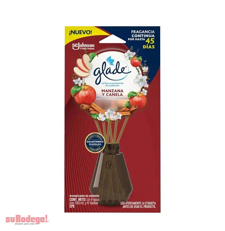 Aromatizante Glade Varitas Manzana Canela 6 PZ.