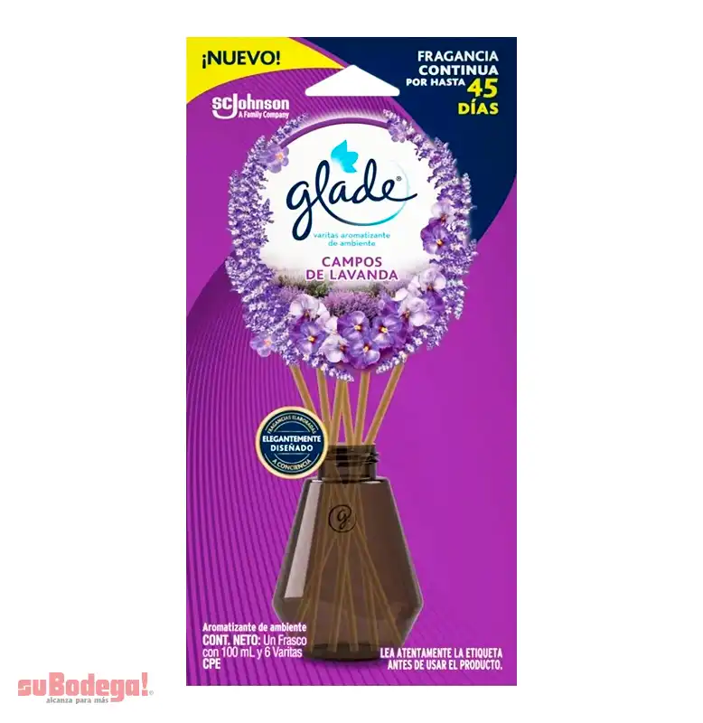 Aromatizante Glade Varitas Campos de Lavanda 6 PZ.