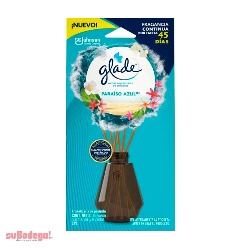 Aromatizante Glade Varitas Paraiso Azul 6 PZ.