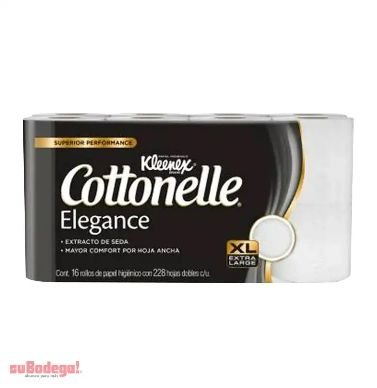 Papel Higiénico Kleenex Cottonelle Elegane XL 228 HD 16 Rollos