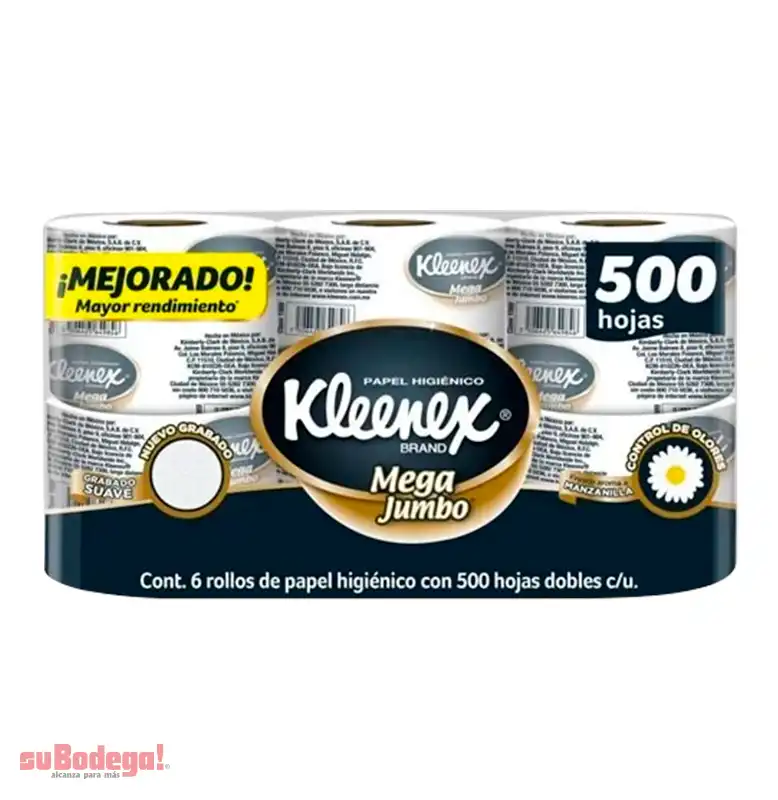 Papel Higiénico Kleenex 500 HD 6 Rollos.