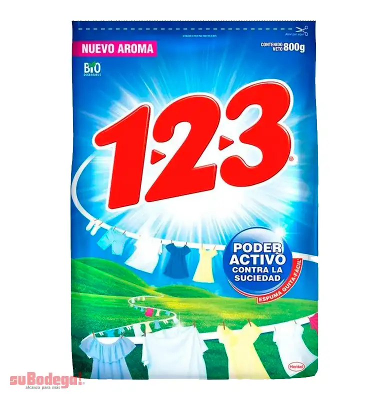 Detergente 123 Fresca Blancura 800 g