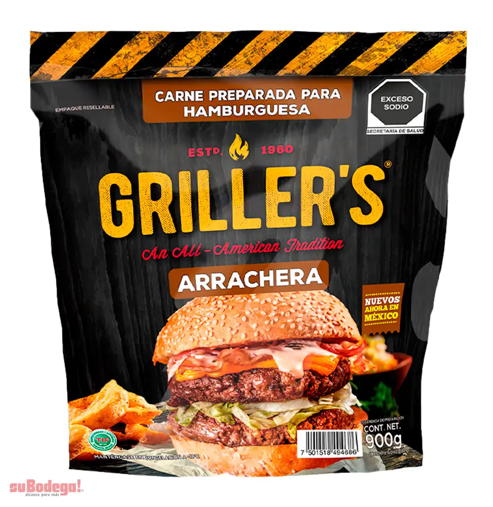 Carne para Hamburguesa Grillers Arrachera 900 Gr.