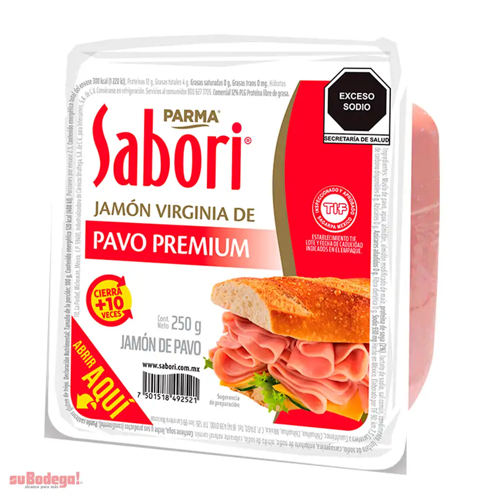 Jamón de Pavo Virginia Sabori 250 gr.