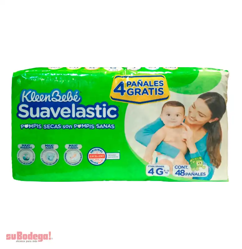 Pañal Kleen Bebé Suavelastic grande 44 pz. + 4 gratis