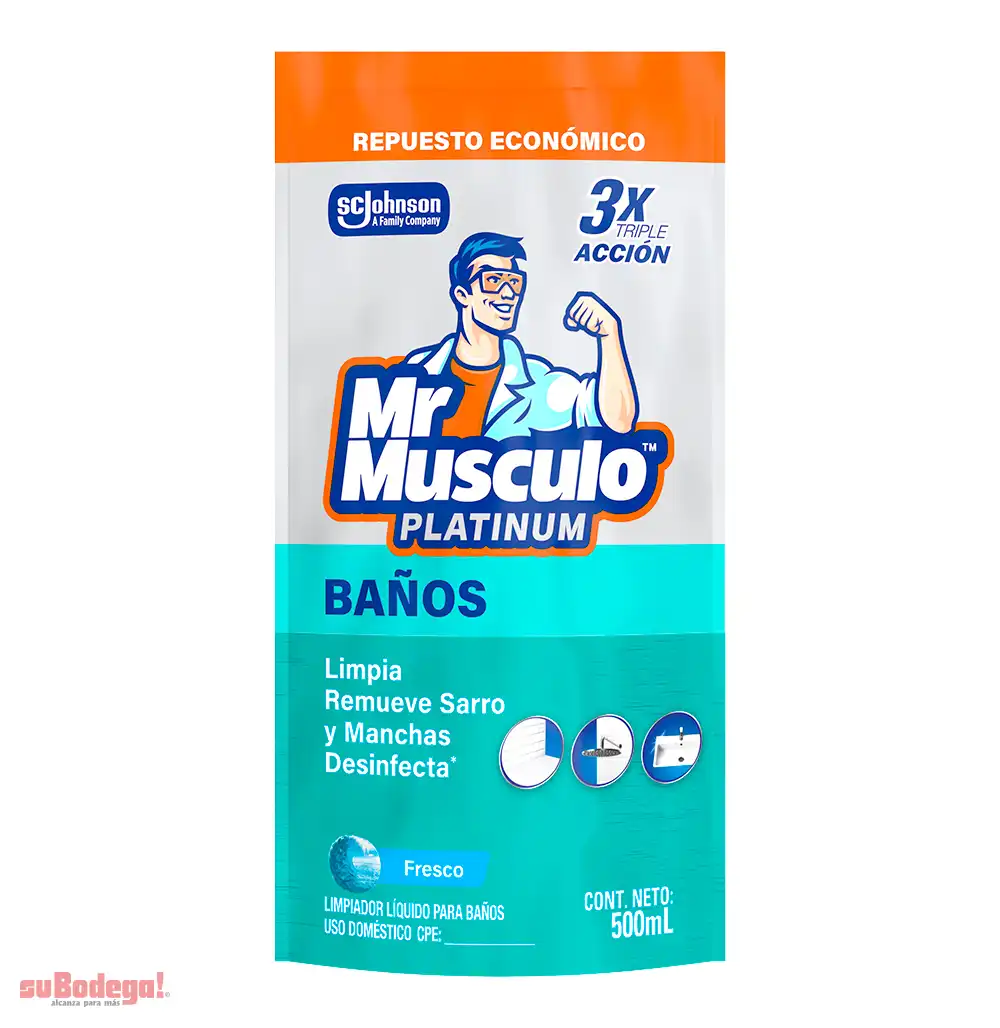 Limpiador MR.Musculo Baño Platinum Doy Pack 500 ML.