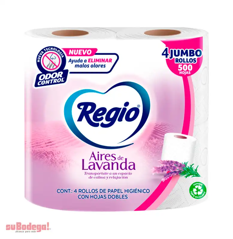 Papel Higiénico Regio Aires de Lavanda 500 HD 4 rollos