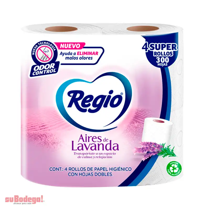 Papel Higiénico Regio Aires de Lavanda 300 HD 4 rollos