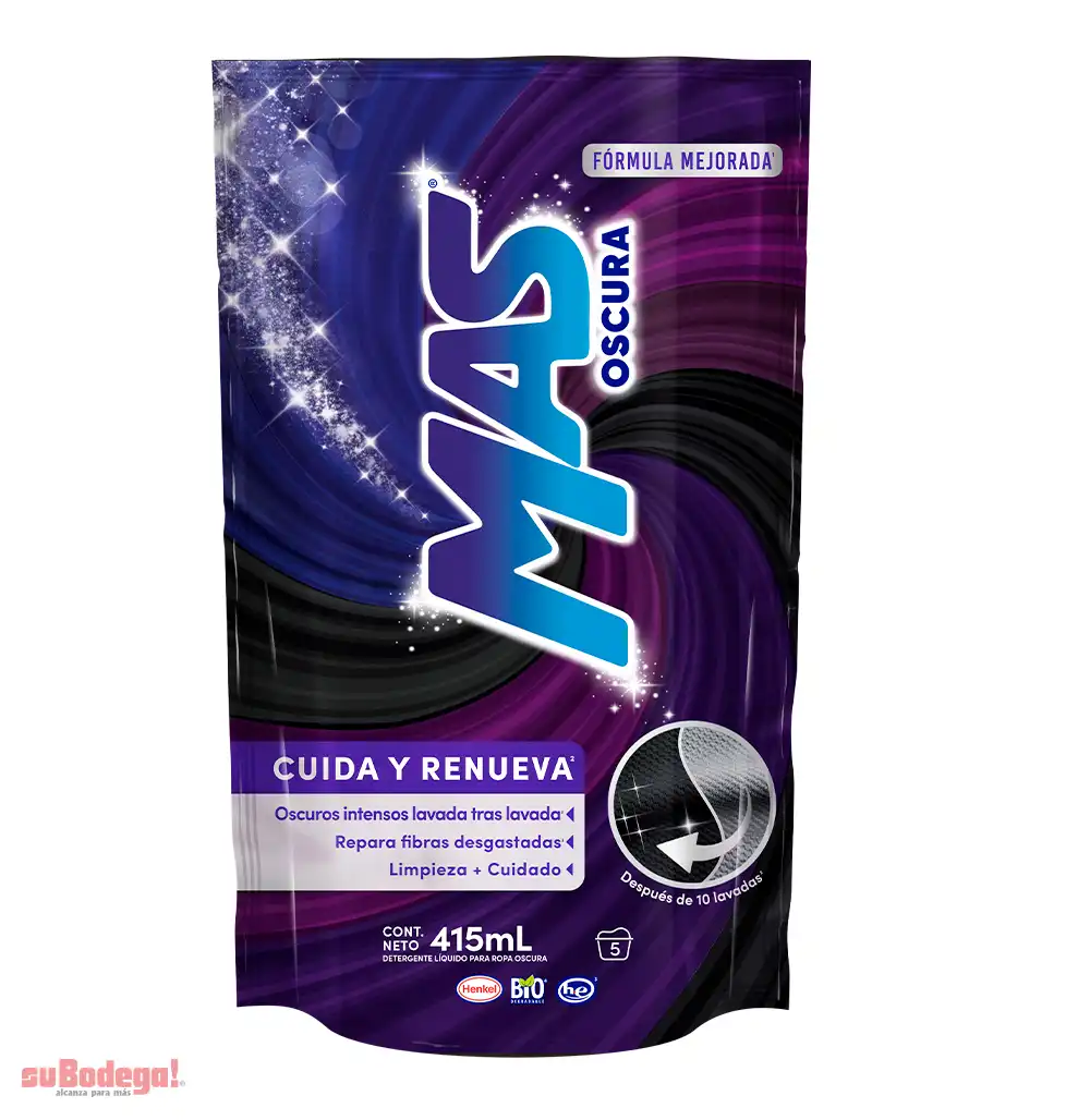 Detergente MAS Ropa Oscura Líquido Econopack 415 ml