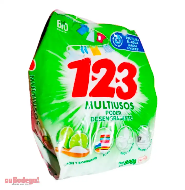Detergente 123 Bicarbonato Limón 800 g