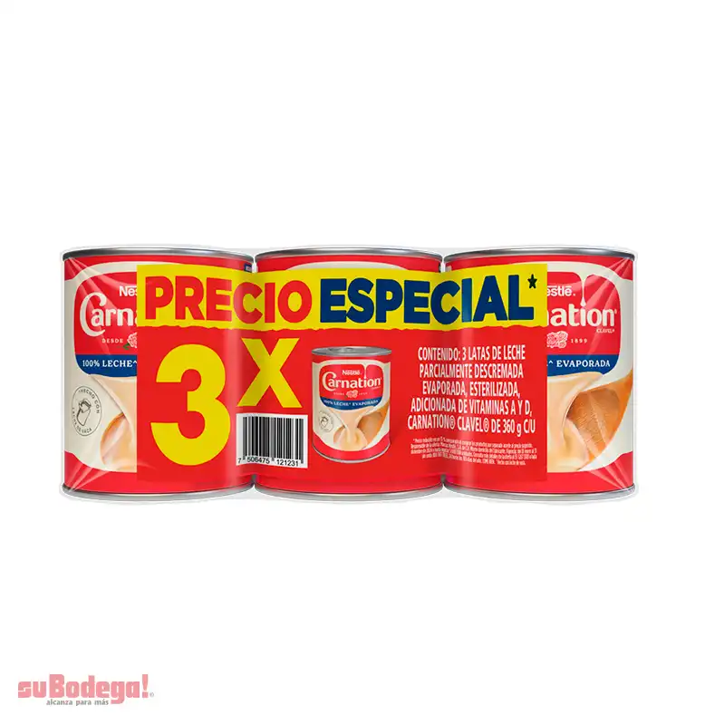 Leche Carnation Evaporada 3/360 Gr.