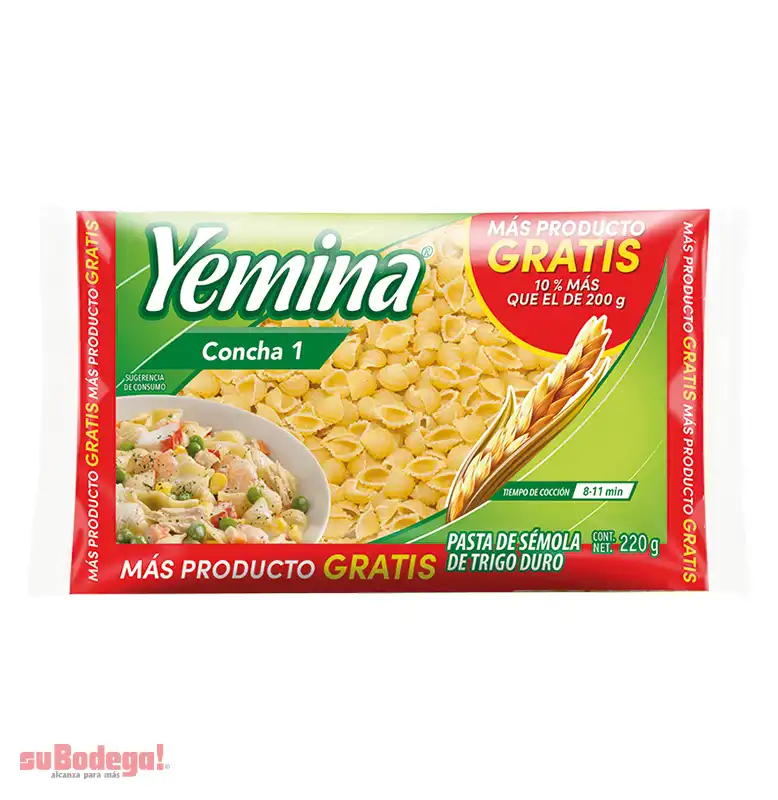 Pasta Yemina Concha NO.1 Mas Producto 220 GR.
