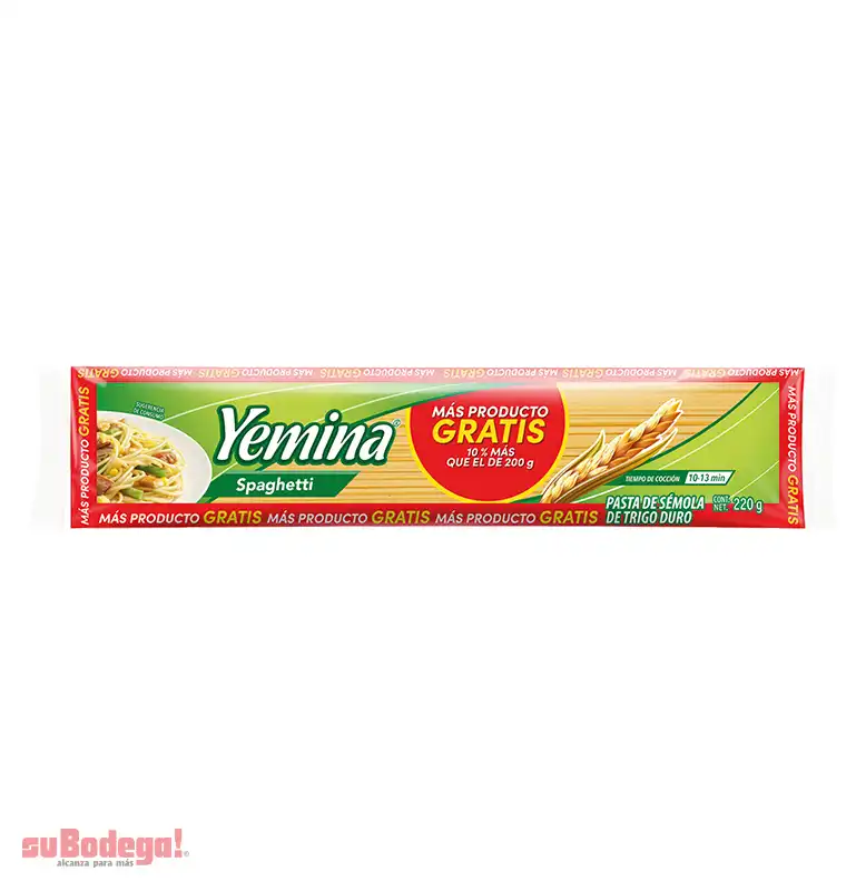 Pasta Yemina Spaghetti Mas Producto 220 GR.