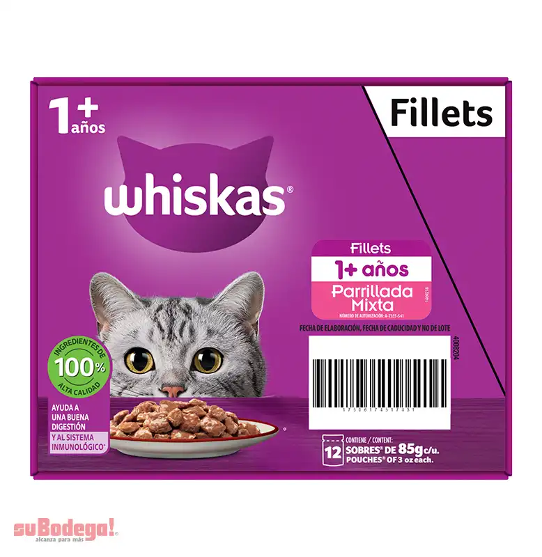 Alimento Whiskas Parrillada Mixta 85 GR.