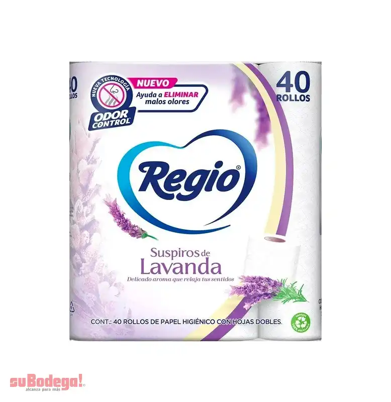 Papel Higienico Regio Suspiros De Lavanda 230 HD 40 Rollos