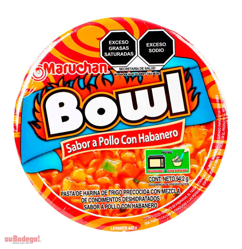 Sopa Maruchan Bowl Pollo Con Habanero 94.2 GR.
