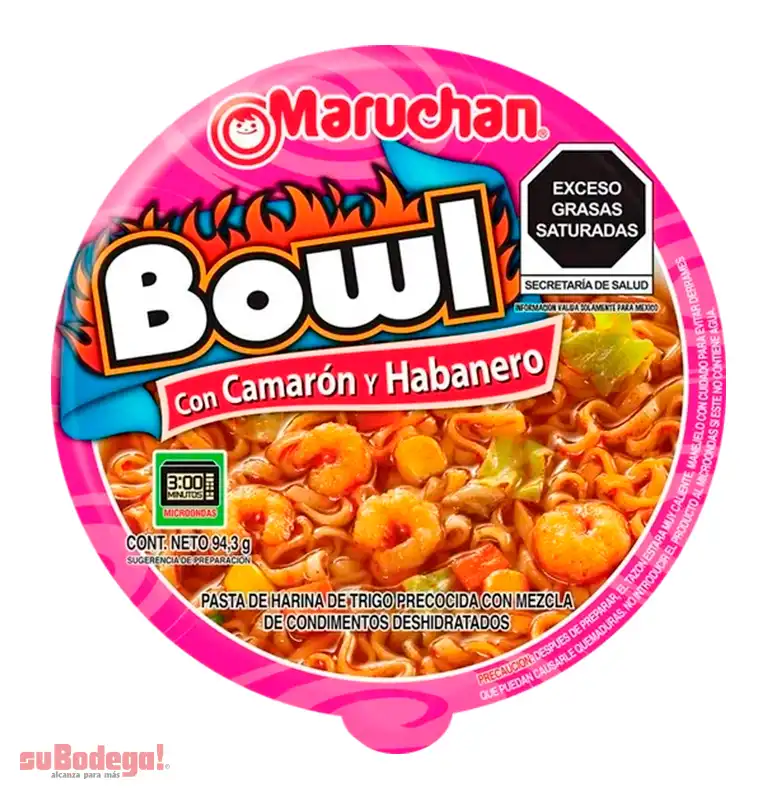 Sopa Maruchan Bowl Camaron Limón y Habanero 94.3 GR.