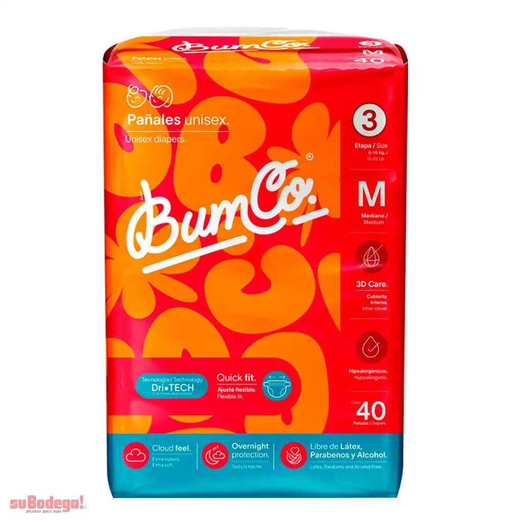 Pañal Bumco Mediano 40 PZ.
