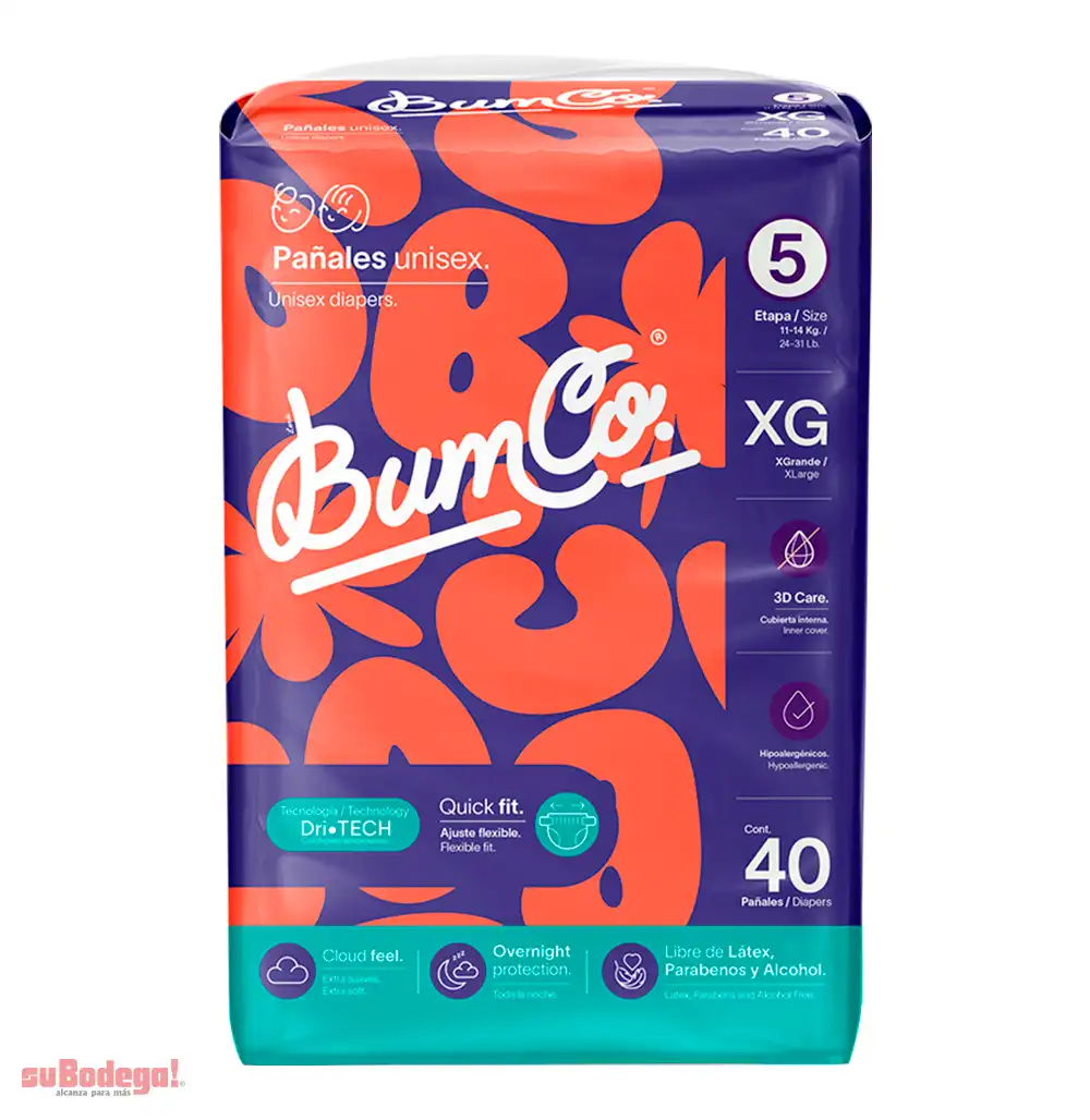 Pañal Bumco Extra Grande 40 PZ.