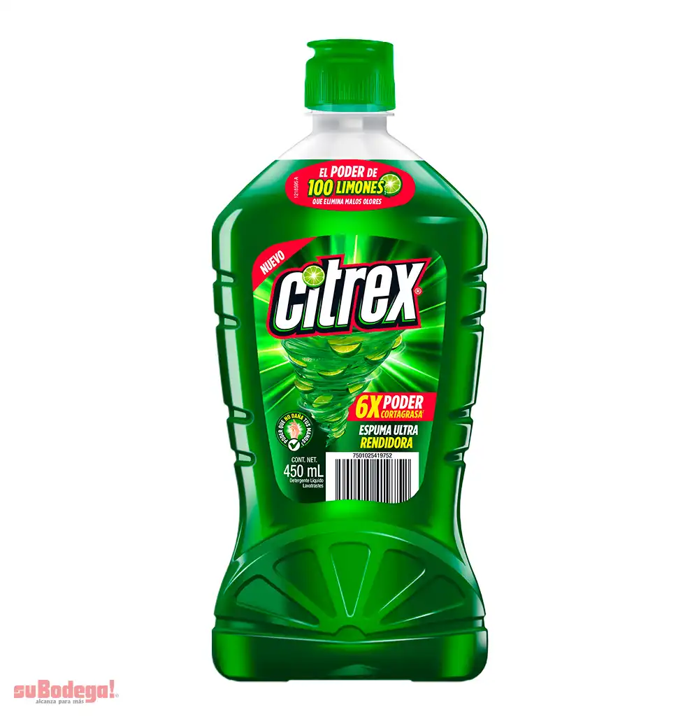Detergente Citrex Limón 450 ML.