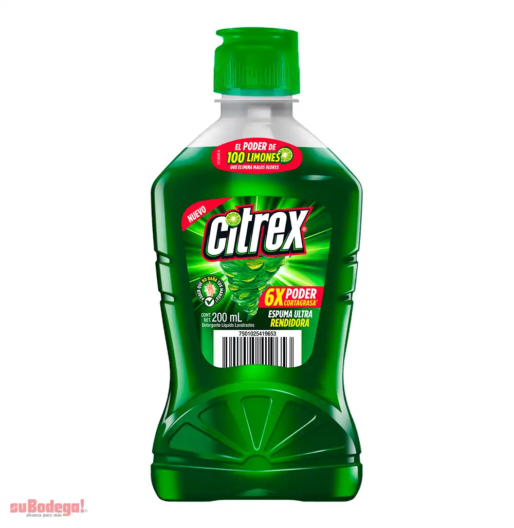Detergente Citrex Limón 200 ML.